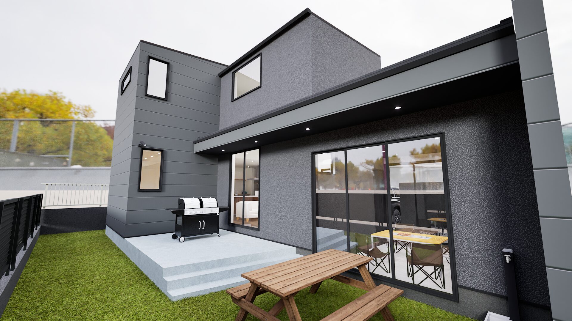 広々としたお庭は、週末の楽しみを広げるプライベートなアウトドアフィールド